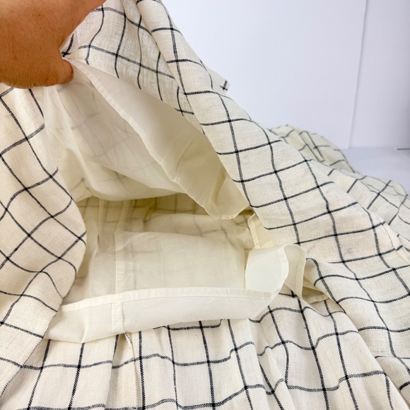 New SONOMA XL LINEN Pull On Button Up Lined White Navy Women's Hi Low Midi Skirt - Picture 7 of 12